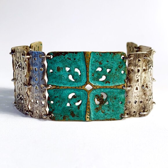 Silpada 925 Sterling Silver & Patina Brass Artifact Bracelet - Retired B2832 - Picture 3 of 7